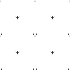 Black Greek letter Psi seamless pattern on white background. Neuropsychology and psychology wallpaper.