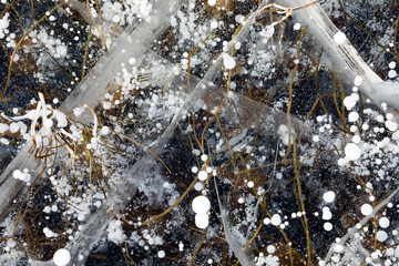 Texture of ice of Baikal lake in Siberia