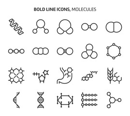 Molecules, bold line icons