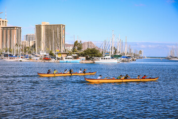 Canoeing at Honolulu,  Oahu , Hawaii