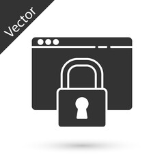 Grey Secure your site with HTTPS, SSL icon isolated on white background. Internet communication protocol. Vector Illustration.