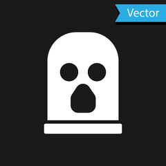 White Balaclava icon isolated on black background. A piece of clothing for winter sports or a mask for a criminal or a thief. Vector.