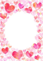 バレンタインデー用ハートのフレーム水彩