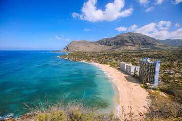 Fototapeta premium Papaoneone Beach, Makaha, West Oahu coastline, Oahu, Hawaii 