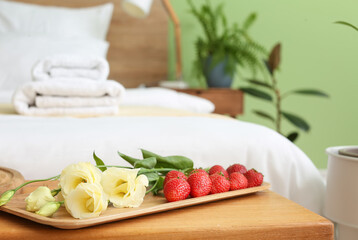 Interior of modern honeymoon room in hotel