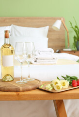 Interior of modern honeymoon room in hotel