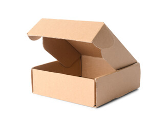 Blank cardboard box on white background