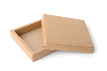 Blank cardboard box on white background