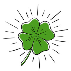 Lucky four leaf clover doodle