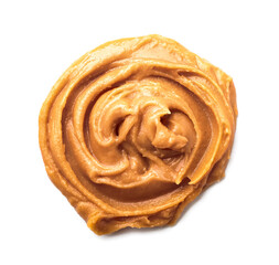 Tasty peanut butter isolated on white background