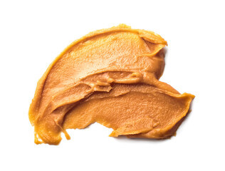 Tasty peanut butter isolated on white background
