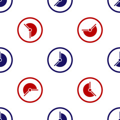 Blue and red Clock icon isolated seamless pattern on white background. Time symbol. Vector.