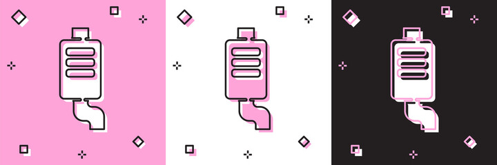 Set Car muffler icon isolated on pink and white, black background. Exhaust pipe. Vector.