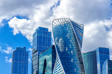 Obraz premium Skyscrapers of Moscow-city on background of blue sky