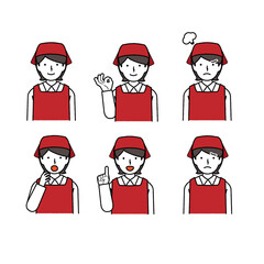 Apron female facial expression illustration set, collection