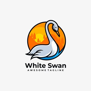 Swan mascot illustration logo design template