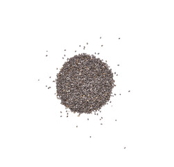 Chia seeds isolated with white background.