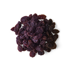 Dried raisins on a white background