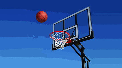 illustration of the ball sliding into the basketball hoop