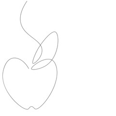 Apple icons on white background one line drawing, vector illustration
