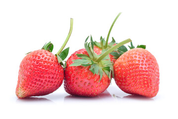 Fresh red ripe strawberries isolated on white background.