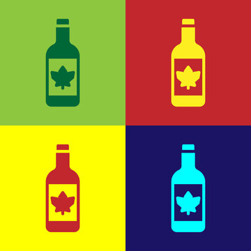 Pop Art Beer Bottle Icon Isolated On Color Background. Vector.