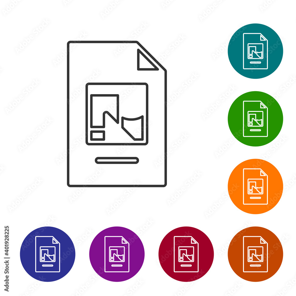 Aufkleber black line file document with illustration icon isolated on white background. checklist icon. busine