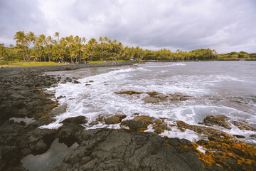  Black sand, Punaluu Beach, Big island, Hawaii