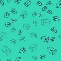 Black line Electric razor blade for men icon isolated seamless pattern on green background. Electric shaver. Vector Illustration.