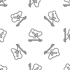 Grey line Scented spa stick on a wooden stand icon isolated seamless pattern on white background. Incense stick. Cosmetic procedure aromatherapy. Vector.