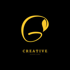 Initial letter G with leaf logo vector concept element. letter G monogram, with organic leaf fit for company and business