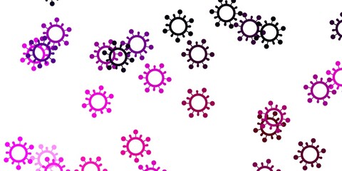 Light purple, pink vector pattern with coronavirus elements.