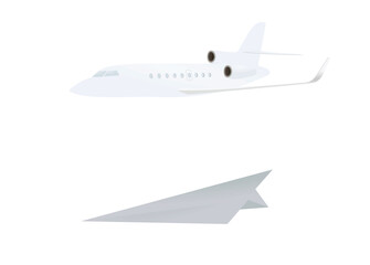 Paper and real airplane. vector