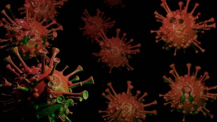 Fototapeta premium Coronavirus COVID-19.3D. Black background.3D rendering.