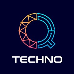 Q letter vector logo template. This design use alphabet symbol. Suitable for technology.