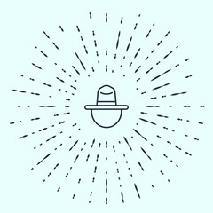 Black line Canadian ranger hat uniform icon isolated on grey background. Abstract circle random dots. Vector.