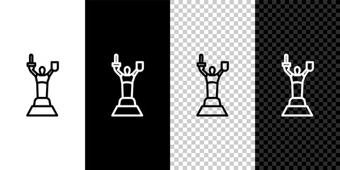 Set line Mother Motherland monument in Kiev, Ukraine icon isolated on black and white background. Vector.