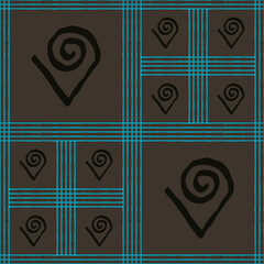 Seamless vector authentic fabric pattern with african adinkra symbols for your project