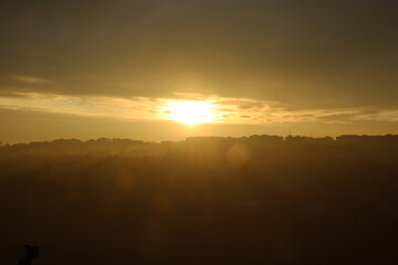 Beautiful sunset in the fog