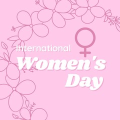 Fototapeta na wymiar International Women's Day word on pink background