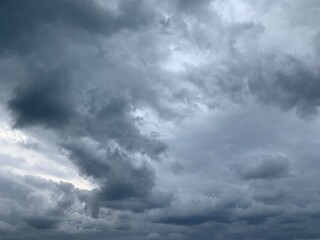 Dark clouds at the sky, stormy sky background