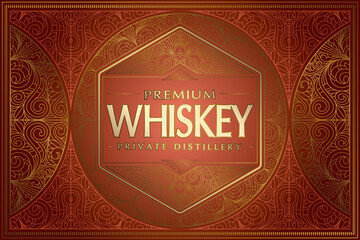 Whiskey - golden ornate vintage decorative label