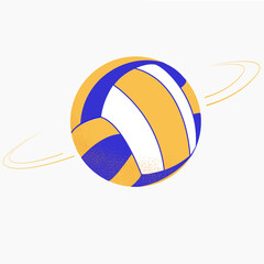 Volleyball ball with blue orange and white color