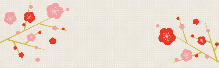 梅の花と木のイラストの背景素材