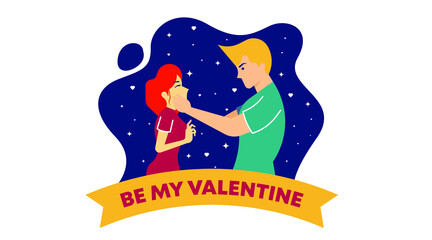 Flat Illustration of Be My Valentine Vector. Be My Valentine Background Vector.