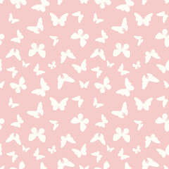 Vector pastel butterflies pattern. Abstract seamless background. Repeat pattern. Nude and white.