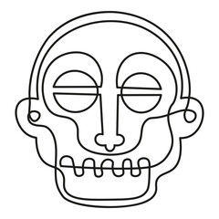 Tribal Mask of Human Face continuous single line style