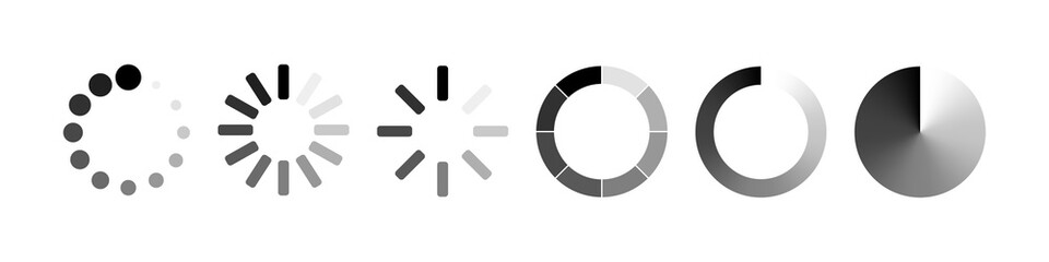 Naklejka premium Loading. Vector Load icons, isolated. Set of Loading icons. Vector illustration