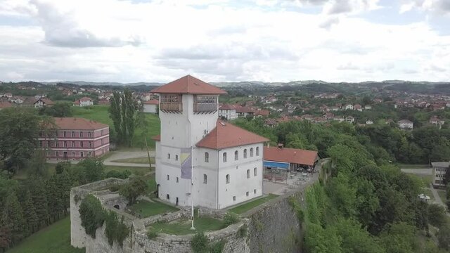 An aerial view of the Gradacac Castle in Bosnia and Herzegovina