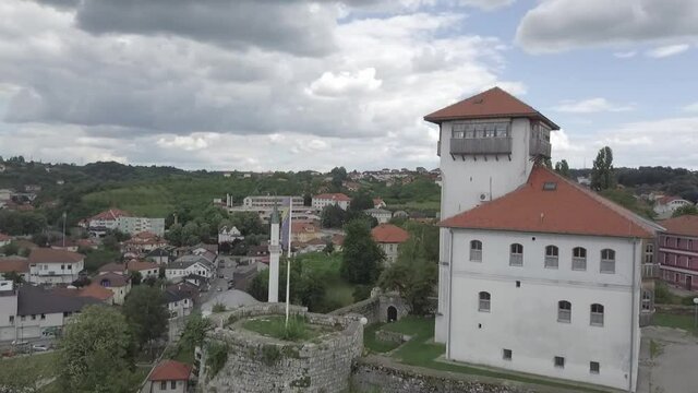 An aerial view of the Gradacac Castle in Bosnia and Herzegovina